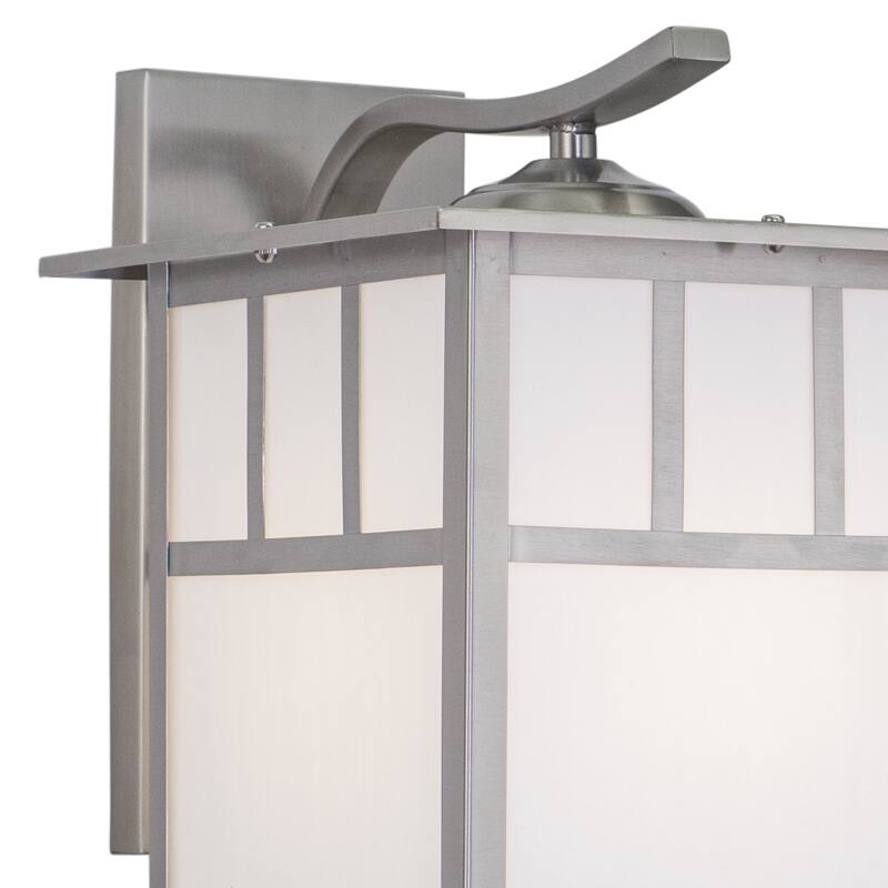 Mission Stainless Steel 1 Light Rectangle Outdoor Wall Lantern White Glass - 9.5-in W x 13-in H x 11.5-in D
