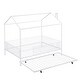 preview thumbnail 8 of 11, White Full Size House-Shaped Design Platform Bed with Fence and Twin Size Trundle