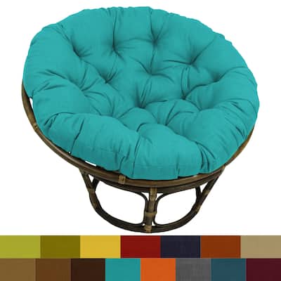 Bali 42-inch Rattan Papasan Chair with Solid All-Weather Cushion