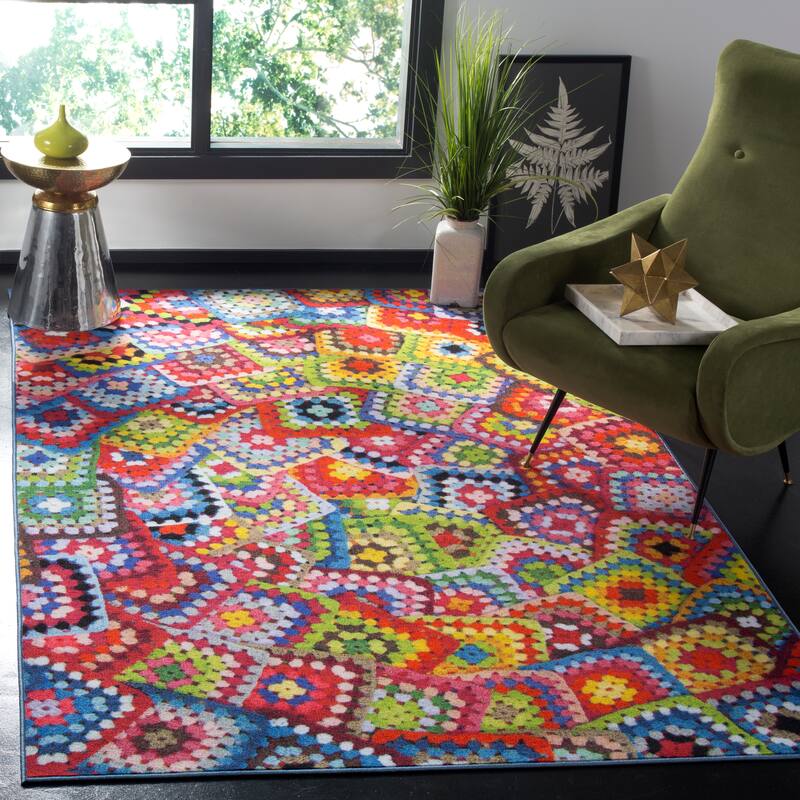 SAFAVIEH Aztec Alis Boho Rug - 6'7" x 9' - Green/Multi