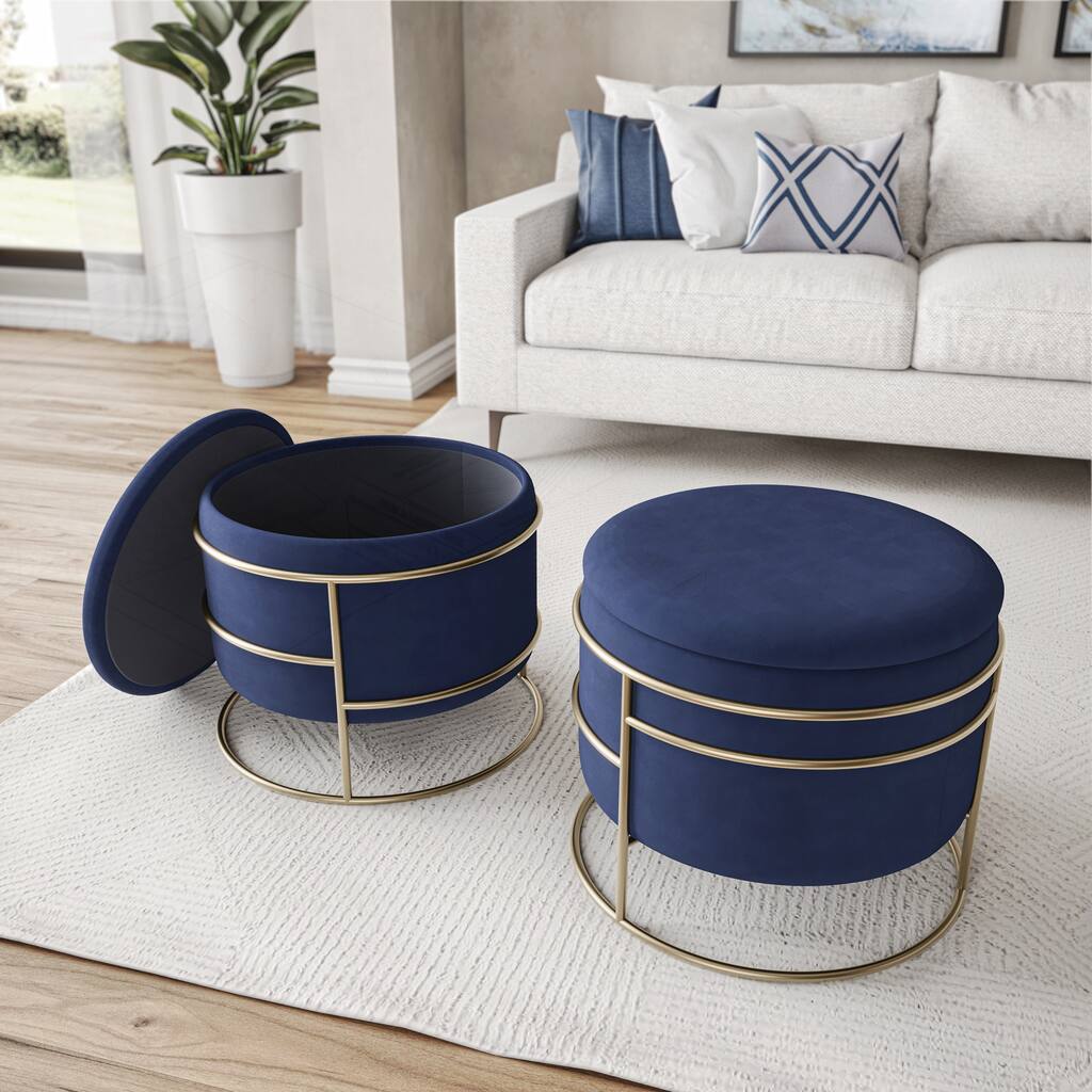 Charming Round Ottoman with Hidden Compartment and Stylish Frame for Versatile Use
