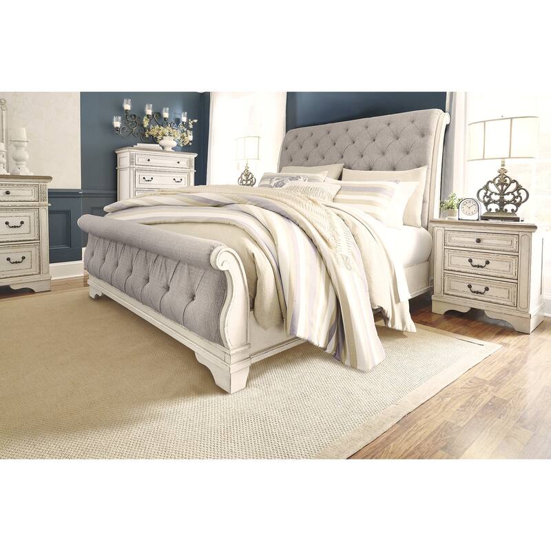 Signature Design by Ashley Realyn White/Gray Sleigh Bed
