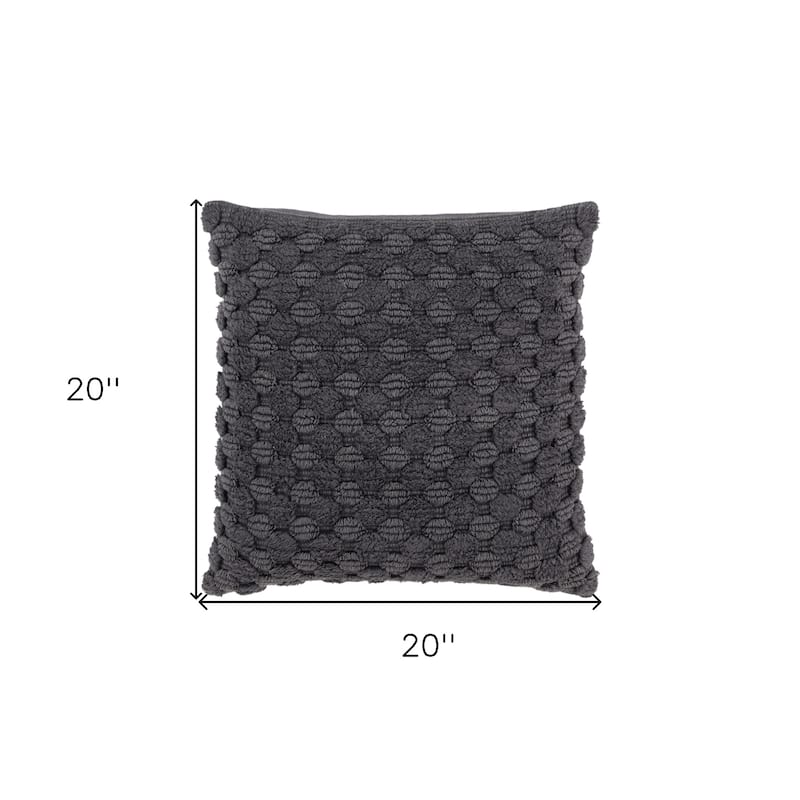 HomeRoots 20" Charcoal Cotton Throw Pillow With Texture