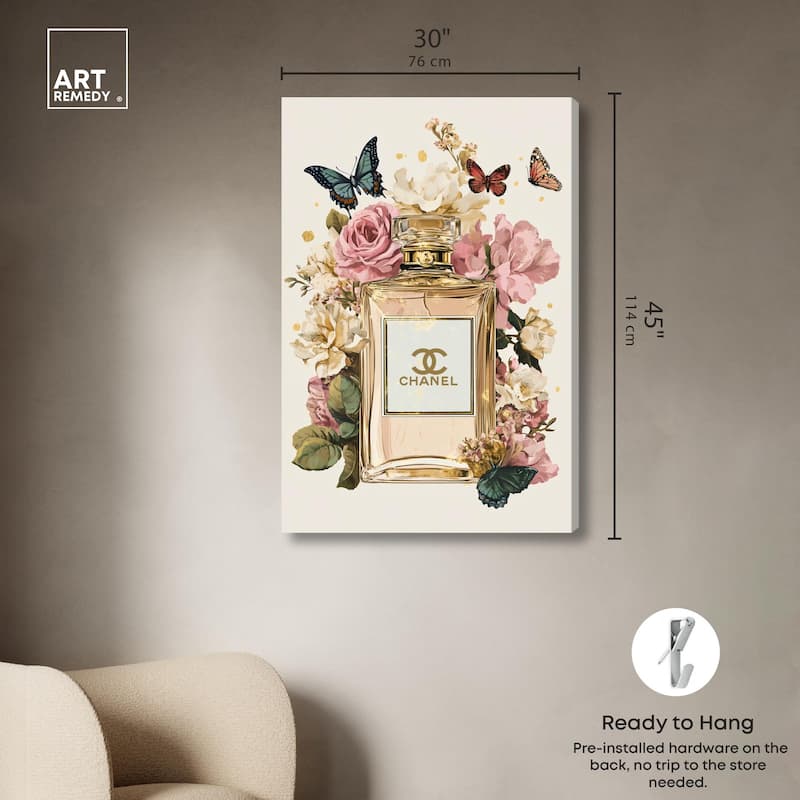 Glam Bloom Butterfly Perfume Canvas by Art Remedy, Gallery Wrapped