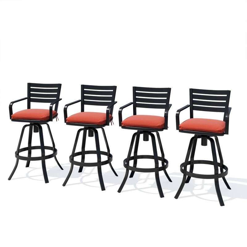 Crestlive Outdoor Cast Aluminum Swivel Bar Stool with Sunbrella Cushion - 18.5" W x 18.5" D x 45.67" H