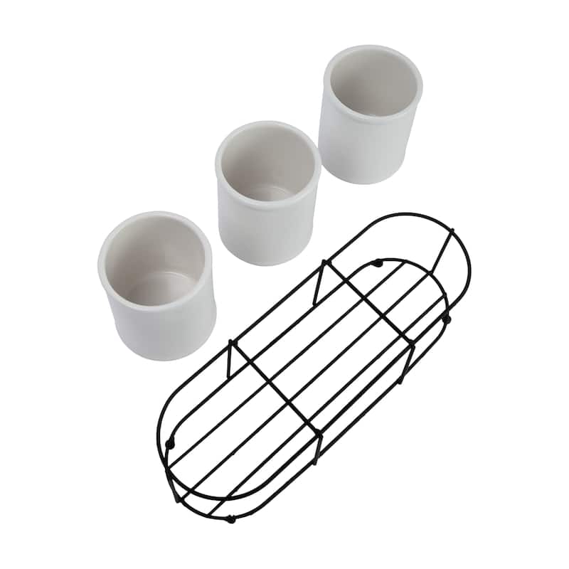 Ceramic Crocks in Metal Holder