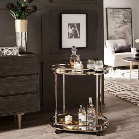 Chesley Champagne Gold Oval Bar Cart by iNSPIRE Q Bold