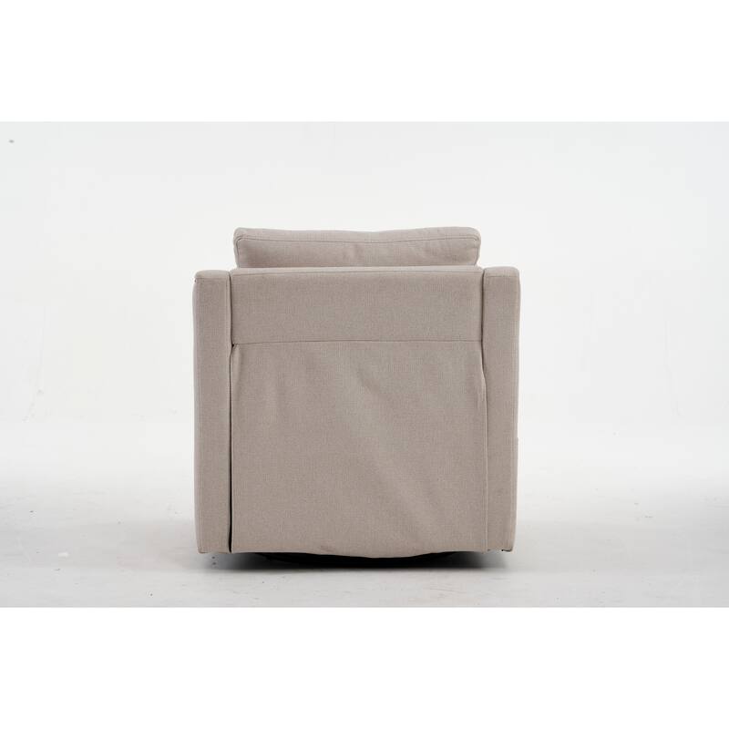 GDFStudio - Liam Modern 360° Swivel Linen Accent Chair with Rivet Detailing