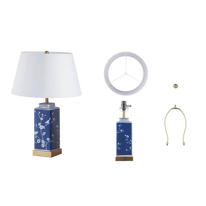 Acroma Blue/ White LED Dimmable Table Lamp with USB Port (Set of 2) - 23.5'' H