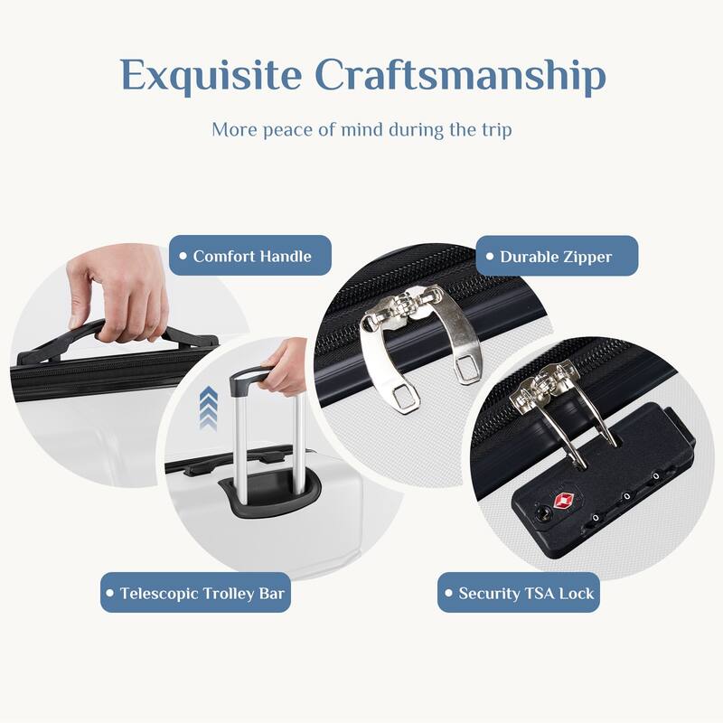 3 Piece Luggage Sets, Hard Case Expand Luggage with Rotating Wheels, TSA Lock and Retractable Handle, Durable Travel Luggage