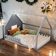 preview thumbnail 2 of 31, Wood Playful Design Full Size House Bed Kids Bed with LED,Window and Fence