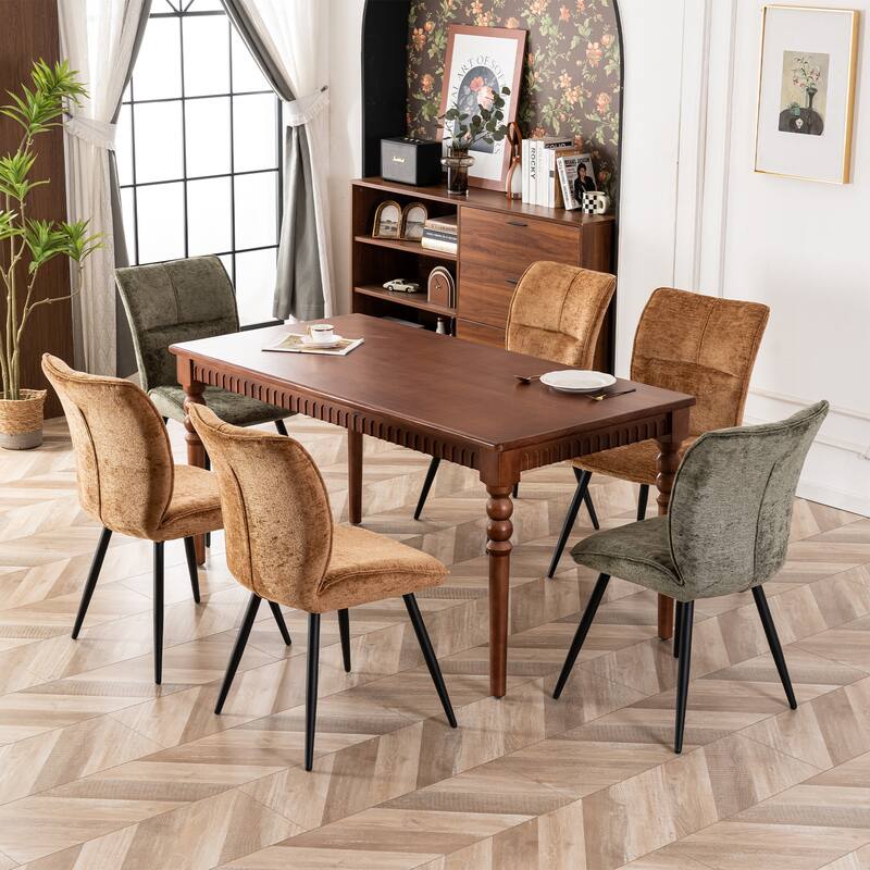 Fabric Upholstered High Back Dining Chairs Set of 2