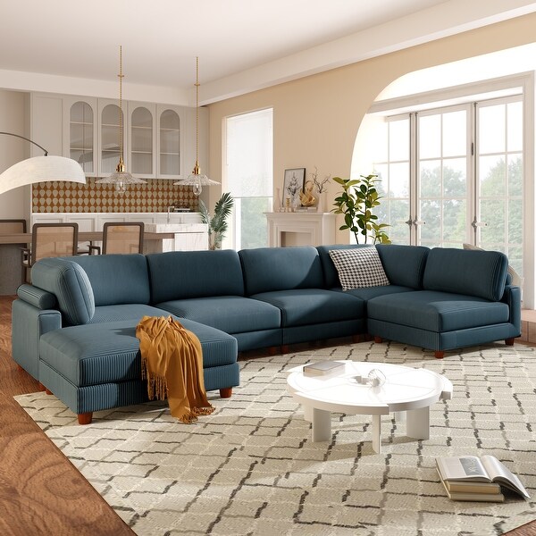 163 Modular Sectional Sofa with Ottoman L Shaped Corner Sectional 6 Seater