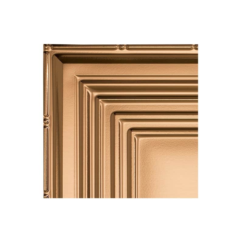 FASÄDE Traditional Style 3 Decorative Vinyl 2ft x 2ft Lay in Ceiling Panel in Polished Copper (5 Pack) - 12in x 12in Sample - Polished Copper
