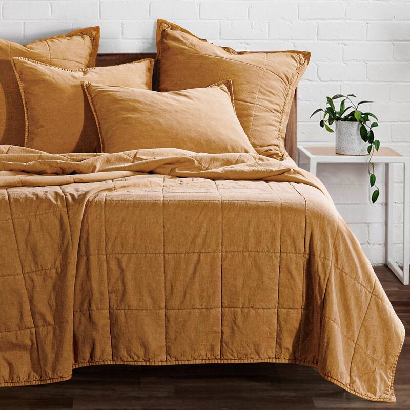 HiEnd Accents Stonewashed Cotton Canvas Quilted Vintage Chic 3 Piece Coverlet Set