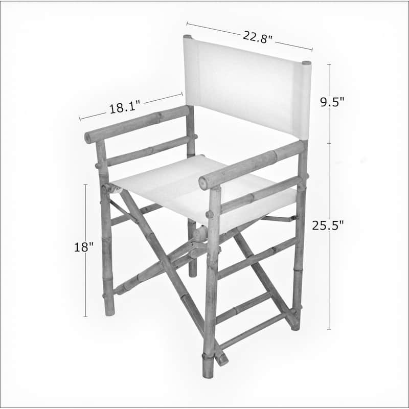 Set of 2 Handmade Bamboo Directors Chairs with Canvas Seating