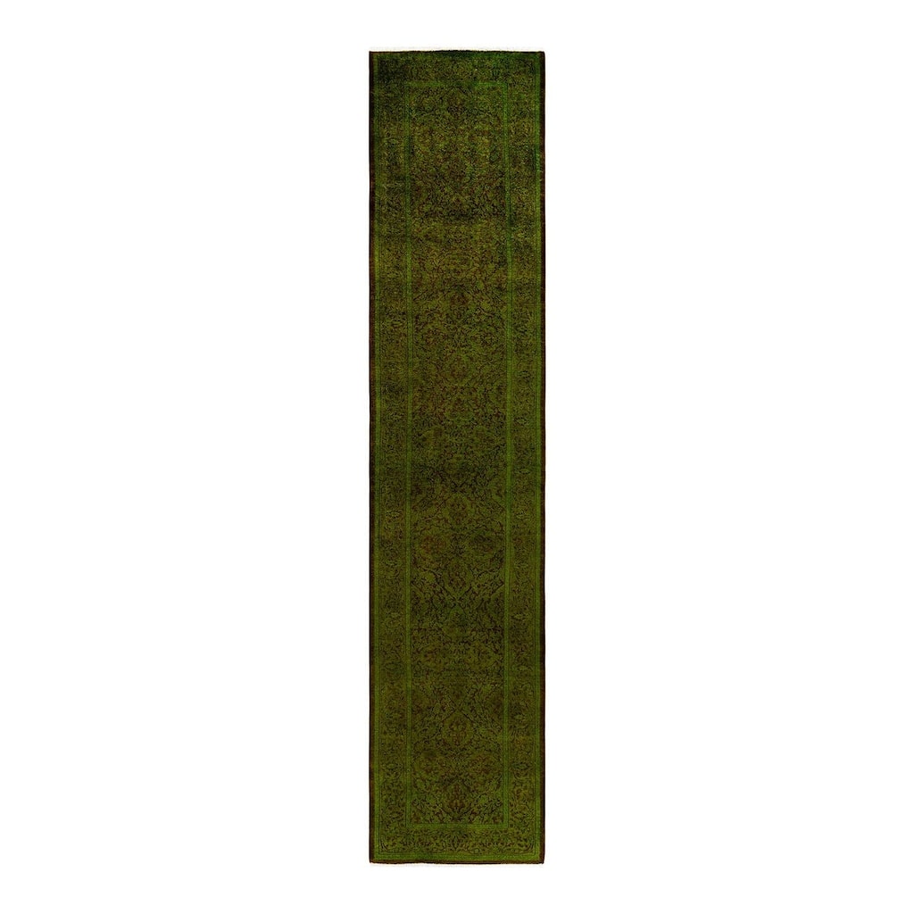 Overton Hand Knotted Wool Vintage Inspired Modern Contemporary Overdyed Gold Runner Rug - 2' 6" x 11' 8"