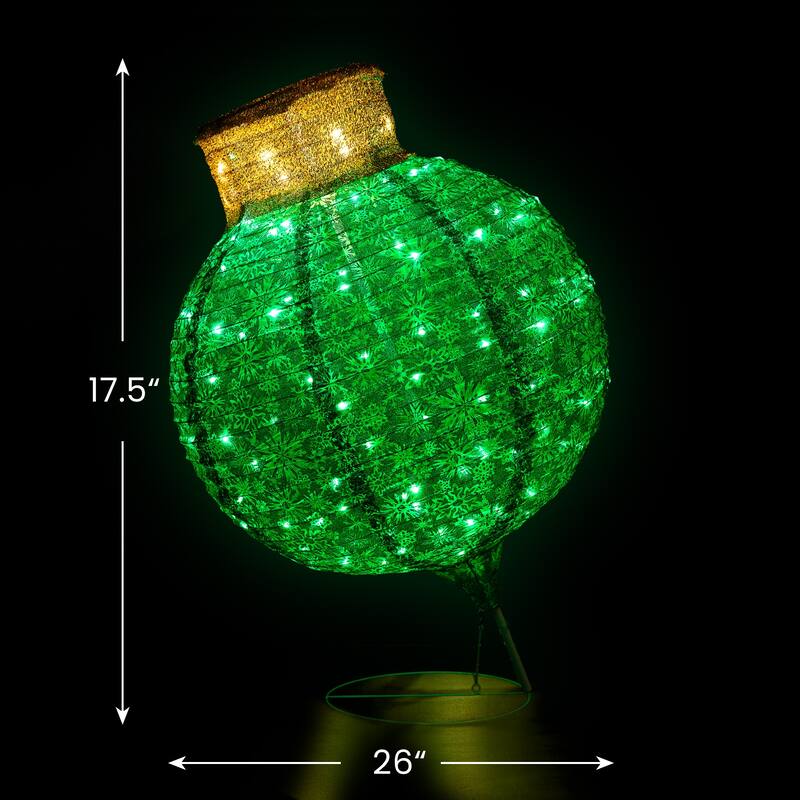 38" LED Twinkling Green Tinsel Onion Ornament Christmas Decoration