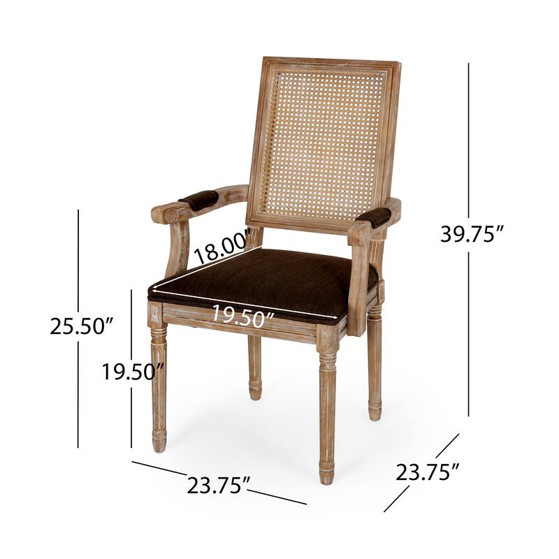 2 Set French Dining Chair Rattan Back Accent Chairs Retro Lounge Chair