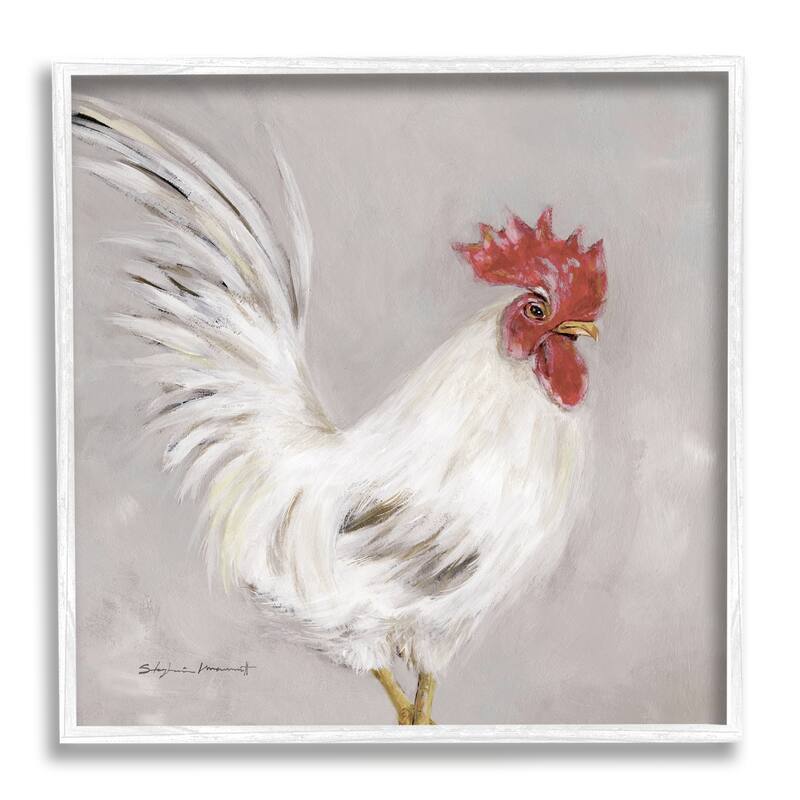 Stupell Country Chicken Hen Portrait Framed Giclee Art by Stephanie Workman Marrott - 24 x 24 - White