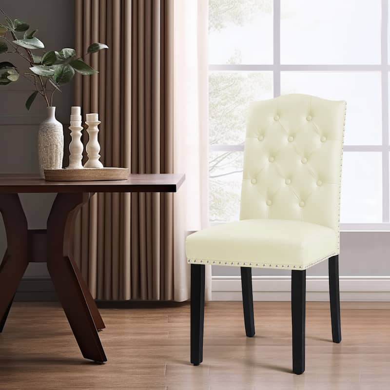 Subrtex (Set of 2) Leather Dining Chair with Riveted Button Decoration