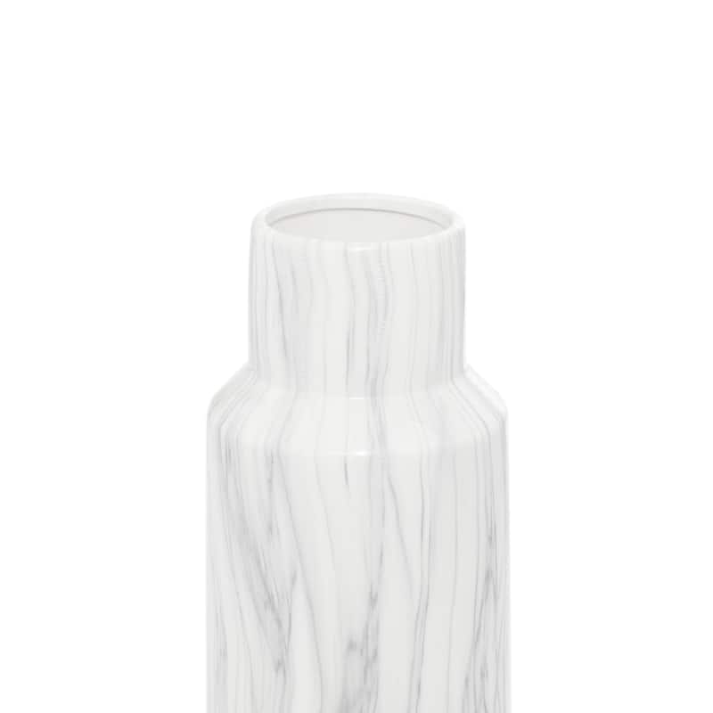 Ceramic Faux Marble Decorative Vase - White - Roche River Decor