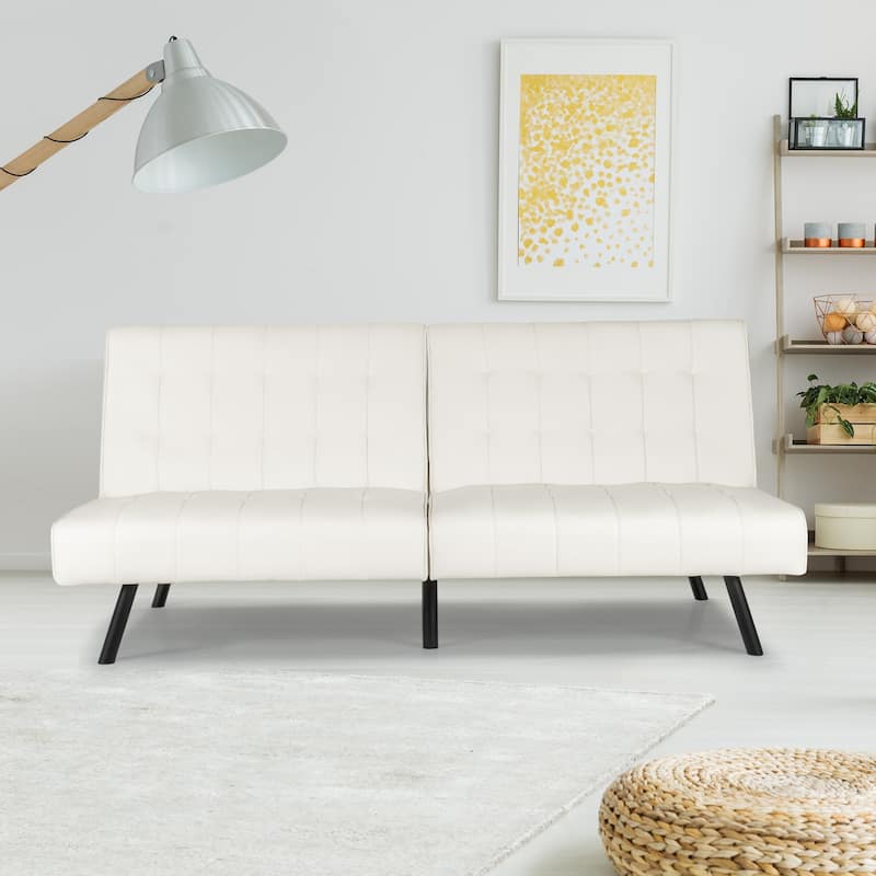 Costway Futon Sofa Bed PU Leather Convertible Folding Couch Sleeper - 70'' x 33.5'' x 32.5''