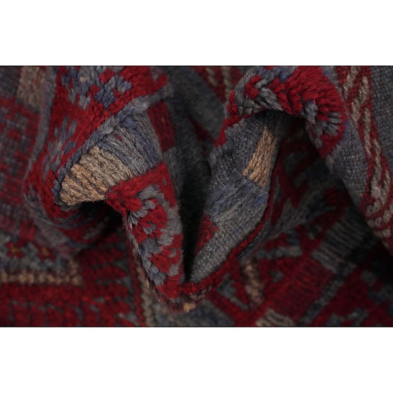 Hand Knotted Oriental 100% Wool Carpet Traditional Tribal Navy Blue & Blues Balouch Runner Rug - 8' 8'' X 1' 11''