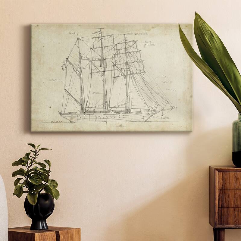 Sailboat Blueprint I Premium Gallery Wrapped Canvas - Ready to Hang