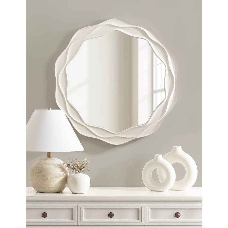 Kate and Laurel Wavern Round Wavy Mirror - 29x29