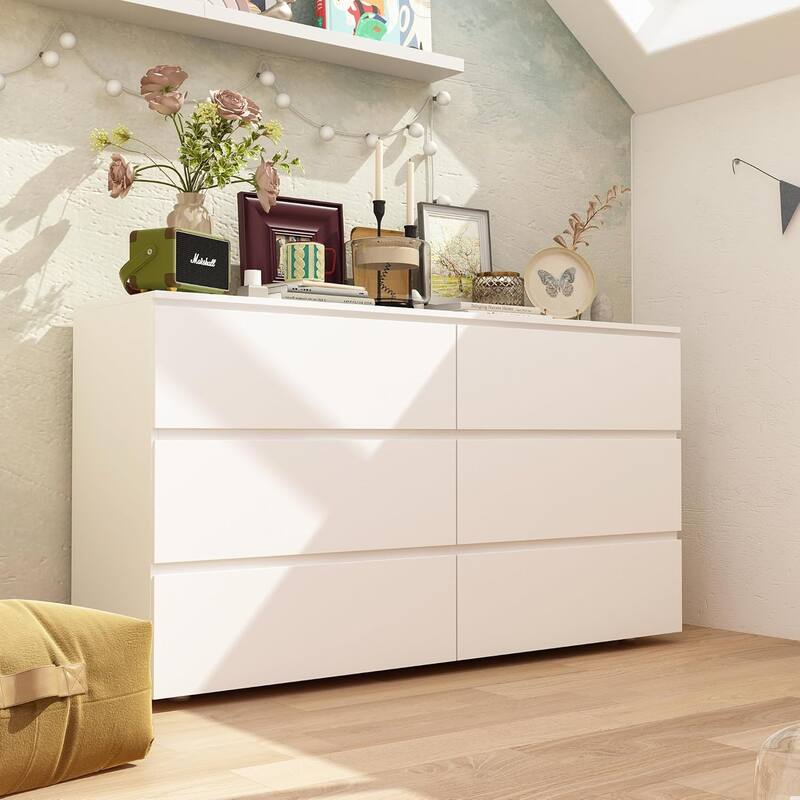 ELEMOVE Chests Of Drawers Storage Dresser Chest with 6 Drawers Large Storage Space Top Storage Space
