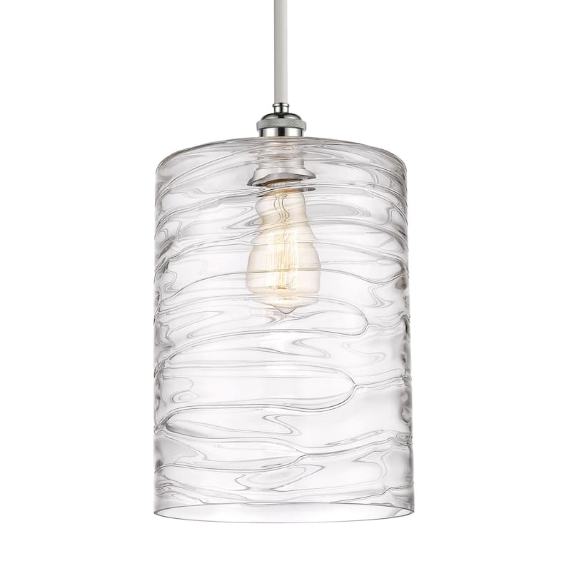 Innovations Lighting 516-1S-14-9-L Cobbleskill Pendant Cobbleskill 9" - Deco Swirl / White and Polished Chrome