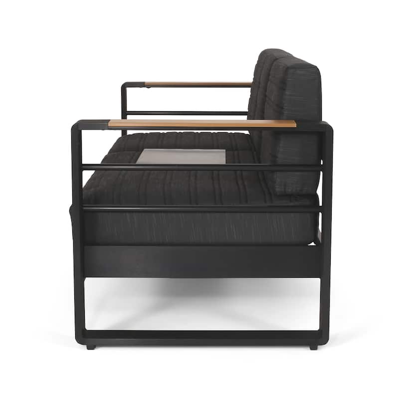 Giovanna Outdoor Aluminum 6 Seater Chat Set with Water Resistant Cushions by Christopher Knight Home