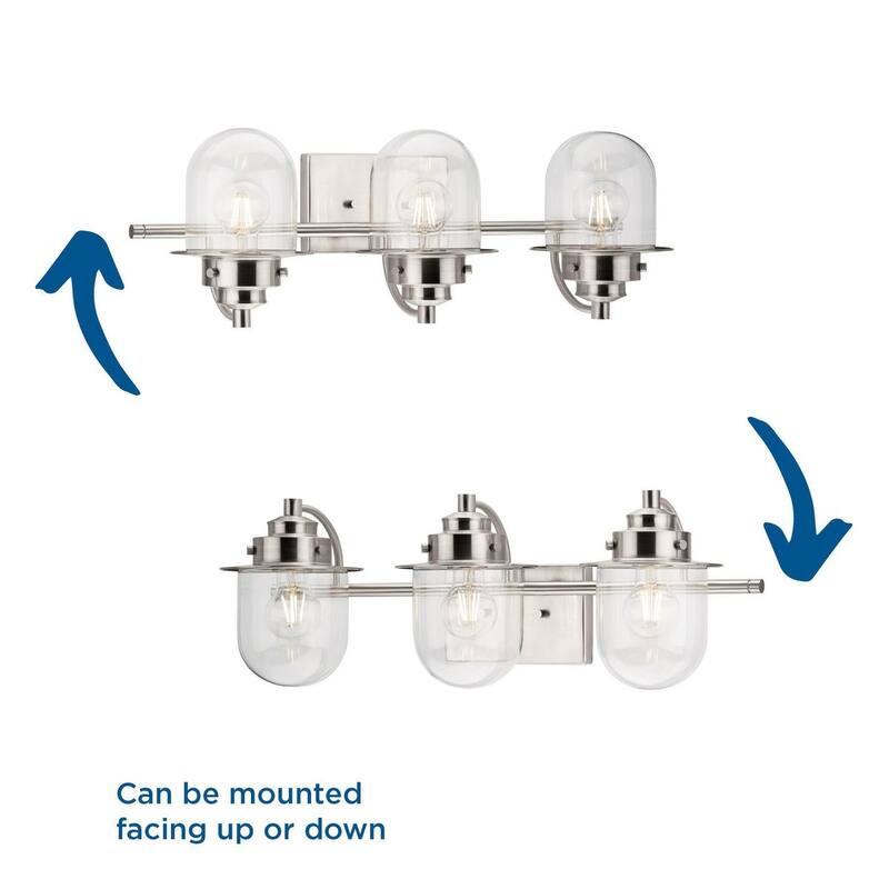 Northlake Collection Three-Light Brushed Nickel Clear Glass Transitional Bath Light - 24 in x 7.5 in x 8 in