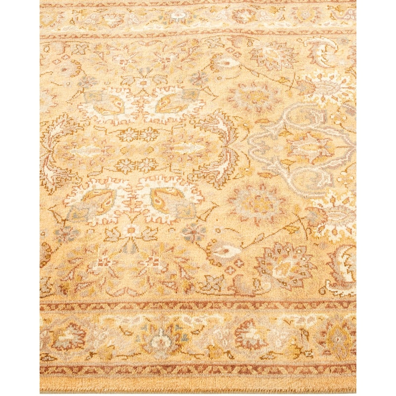 Overton Handknotted Wool Traditional Oriental Yellow Runner