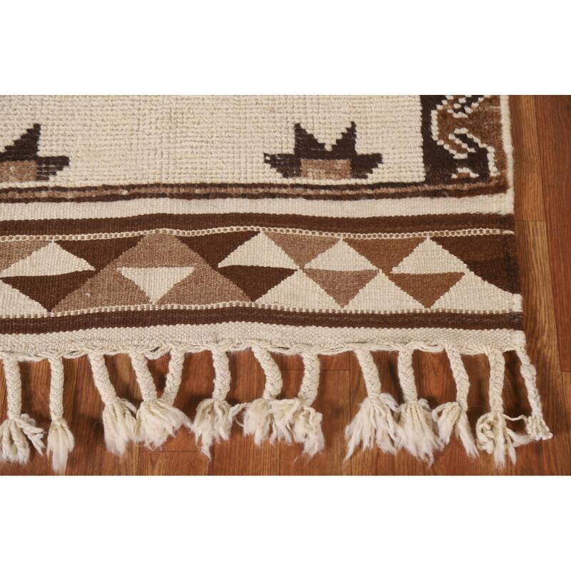 Beige Anatolian Runner Rug Hand-knotted Wool Carpet - 3'2"x 11'10"