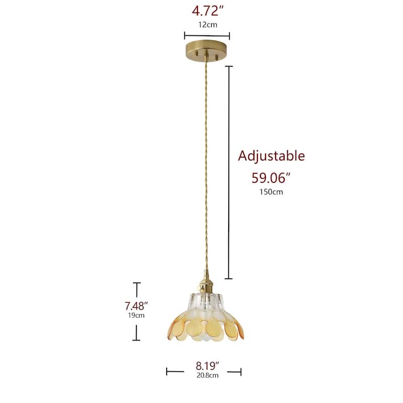 Vintage Green Glass Pendant Light 1 Light Adjustable Hanging Fixture