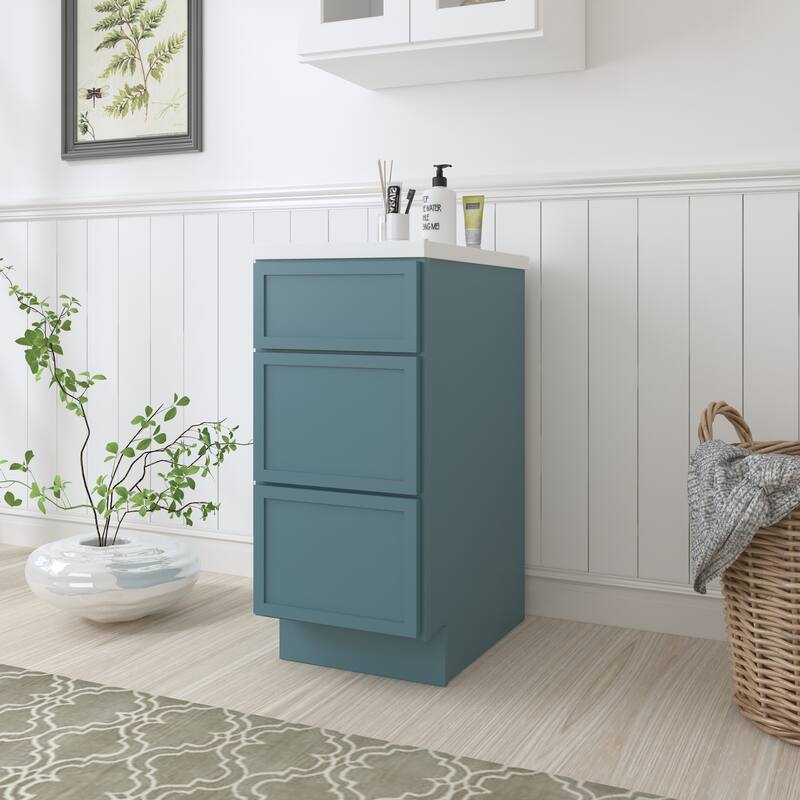 Vanity Art 15" Freestanding Single Base 3 Drawers Storage Cabinet