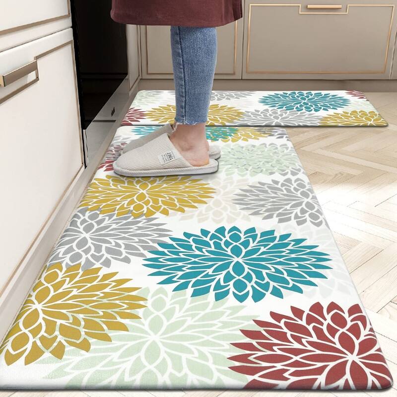Anti Fatigue Kitchen Rug Sets 2 Piece Non Slip Kitchen Mats - 17.3"x48"+17.3"x28"-0.4"Th