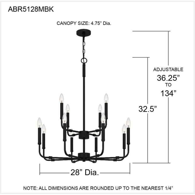 Abner 12-Light Matte Black Chandelier