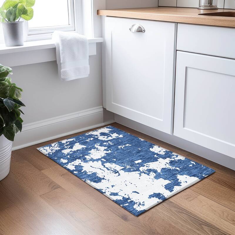 Machine Washable Indoor/ Outdoor Chantille Abstract Rug