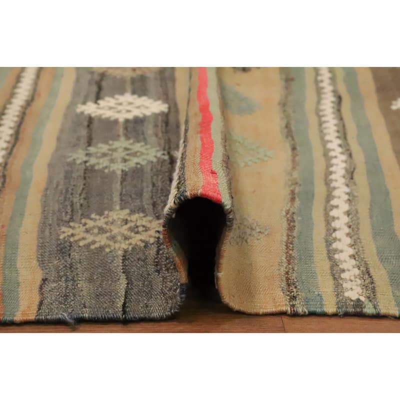 Hand Woven Oriental 100% Wool Carpet Southwestern Tribal Multi-Colored Kilim Area Rug - 10' 0'' X 4' 9''