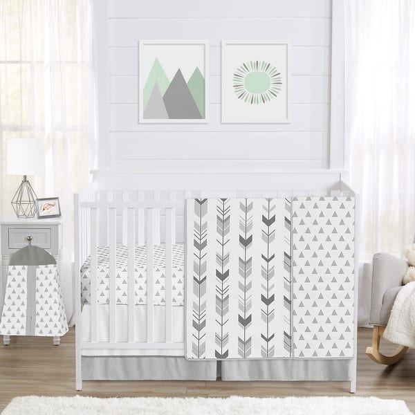 slide 2 of 6, Sweet Jojo Designs Grey and White Mod Arrow Collection 4-piece Bumperless Crib Bedding Set