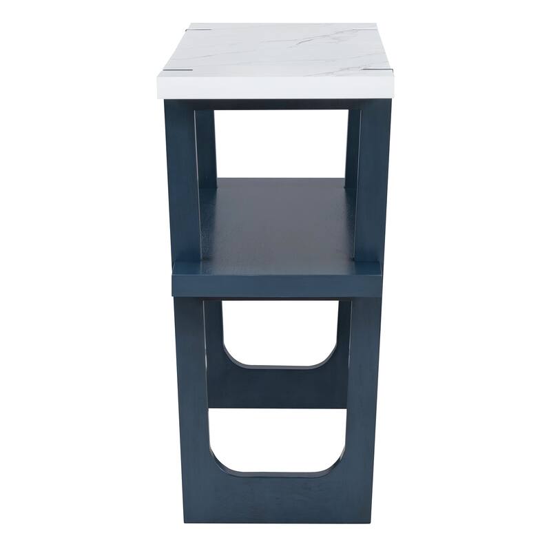 Elegant Console Table with Marble-Effect Top and Versatile Storage Solutions for Entryway and Living Room