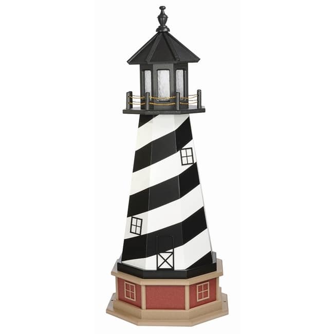 Cape Hatteras Replica Hybrid Poly and Wood Lighthouse with Base.. - Revolving Light - 4 Foot