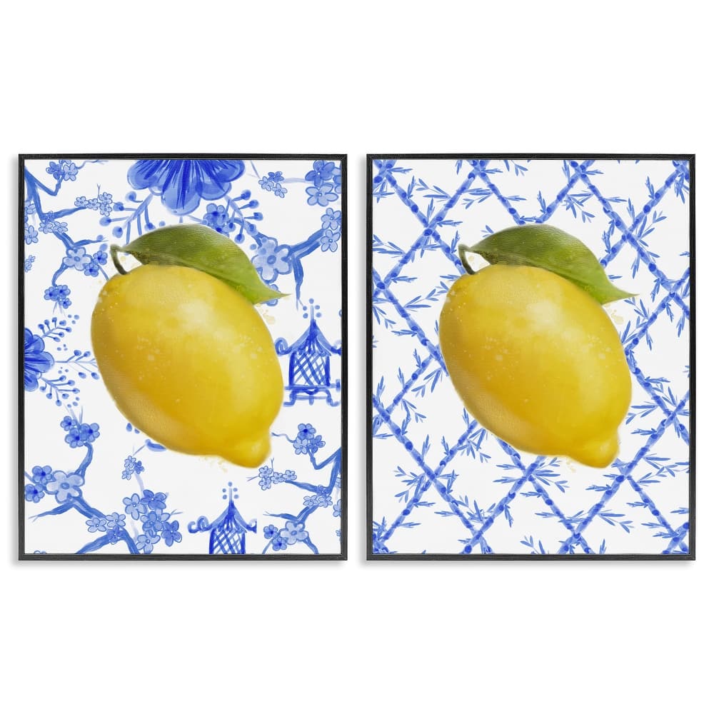 Stupell Classic Chinoiserie Lemons Framed Giclee Art Design By Matthew Piotrowicz (Set of 2)