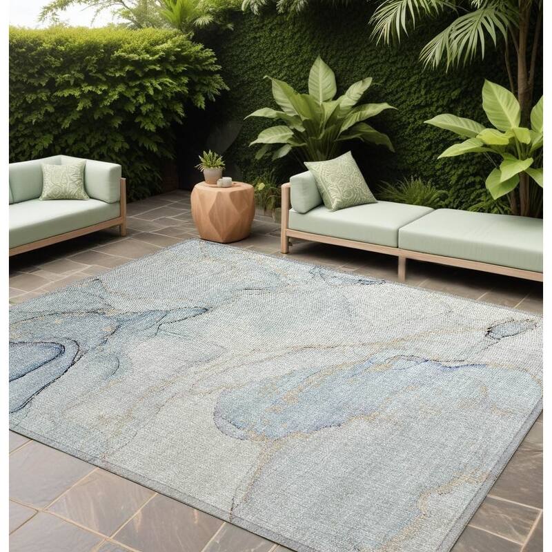 Halo Artistic Abstract Weather Resistant Classic Meets Modern Runner Outdoor Rug - 8' X 10' - Multi