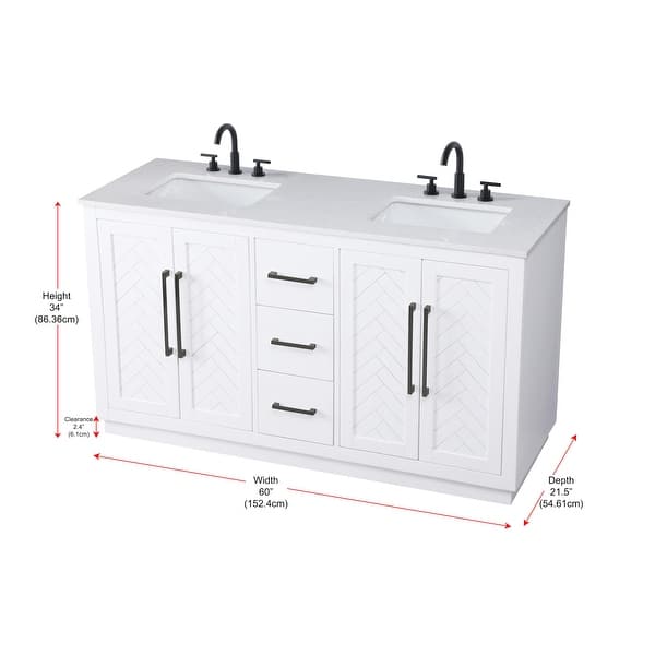 dimension image slide 1 of 2, Elegant Lighting VF29060D Chase 60" Free Standing Double Basin Vanity