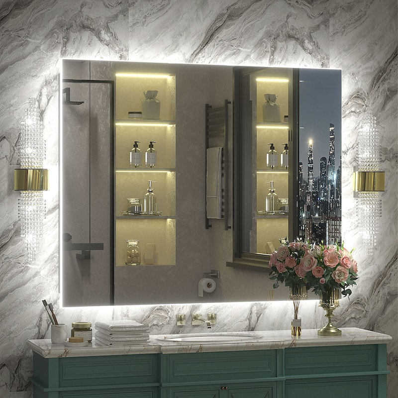 Frameless LED Backlit Anti-Fog Bathroom Vanity Mirror - 40x32