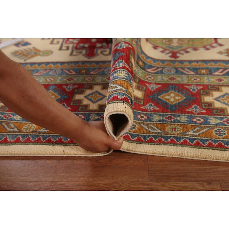 Geometric Kazak Rug Hand-Knotted Bedroom Wool Carpet - 8'11"x 11'8"